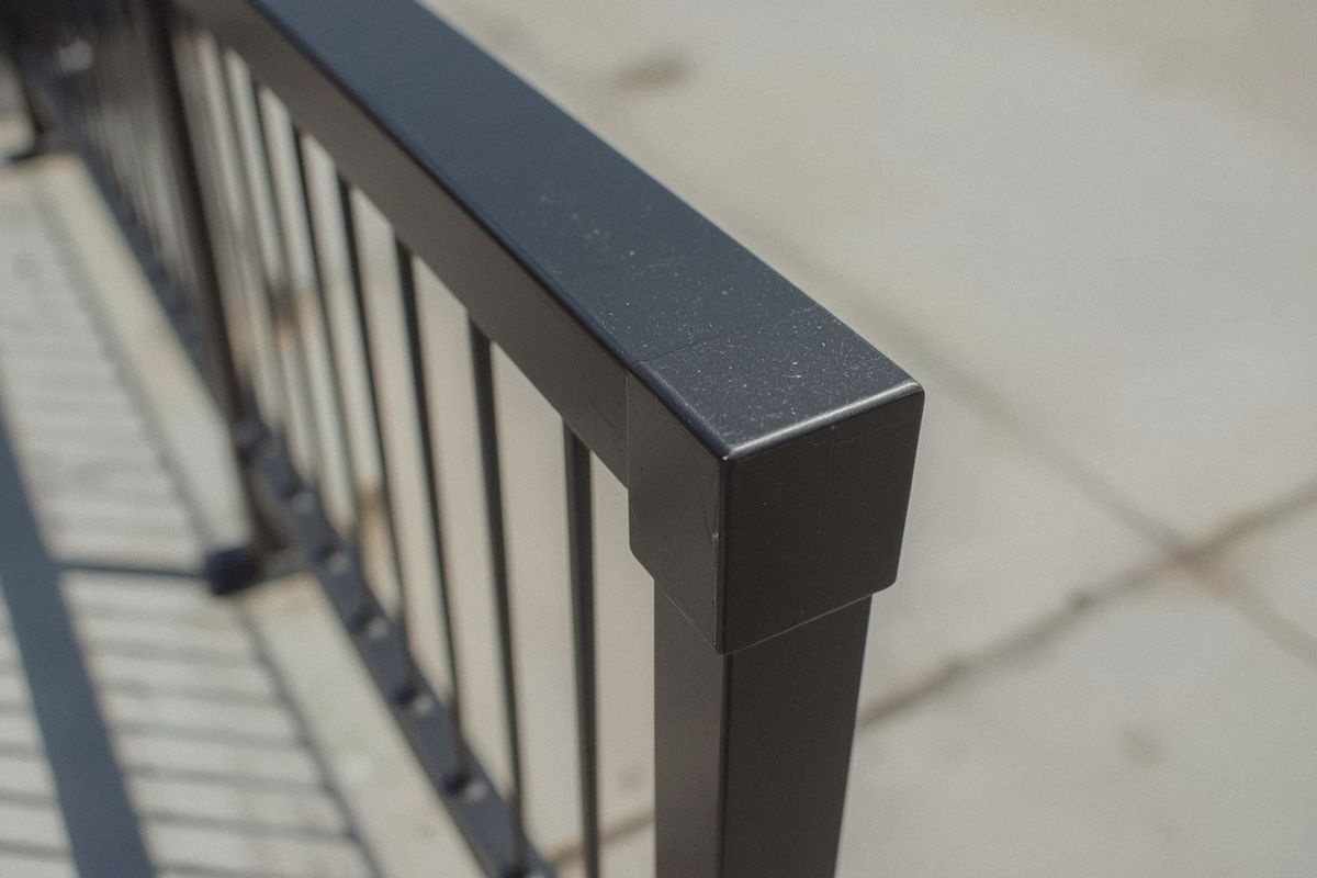Powder-coated aluminum railing close-up