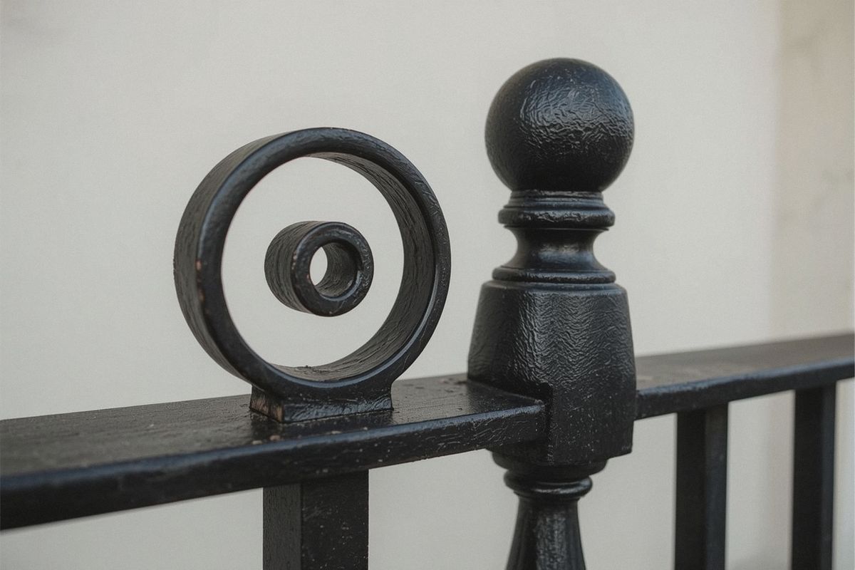 Forged scroll detail on custom ironwork